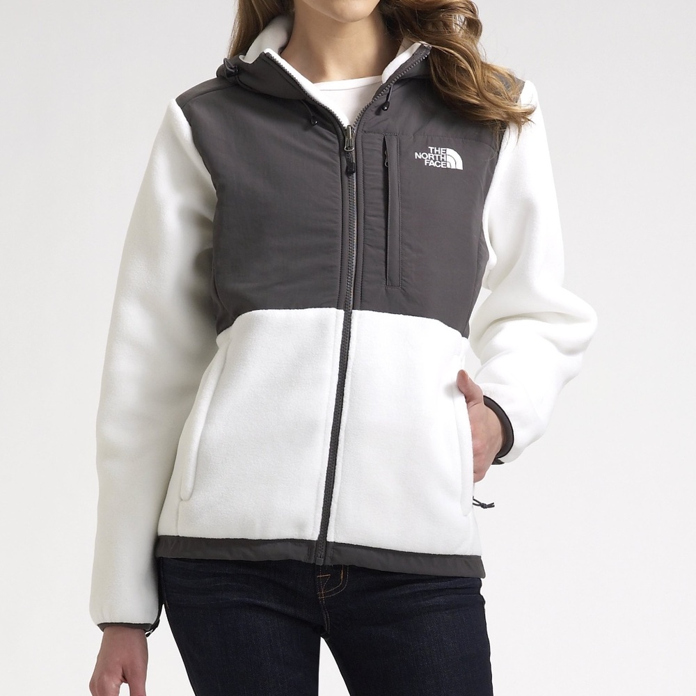 North Face Denali Fleece Jacket White and Grey